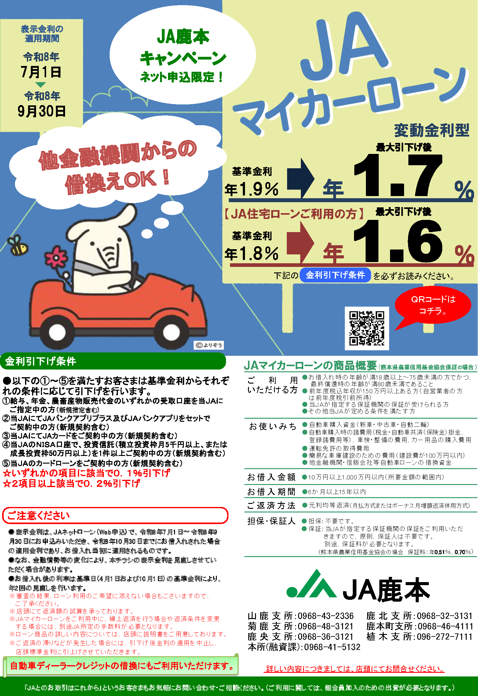 マイカーローン変動金利チラシ