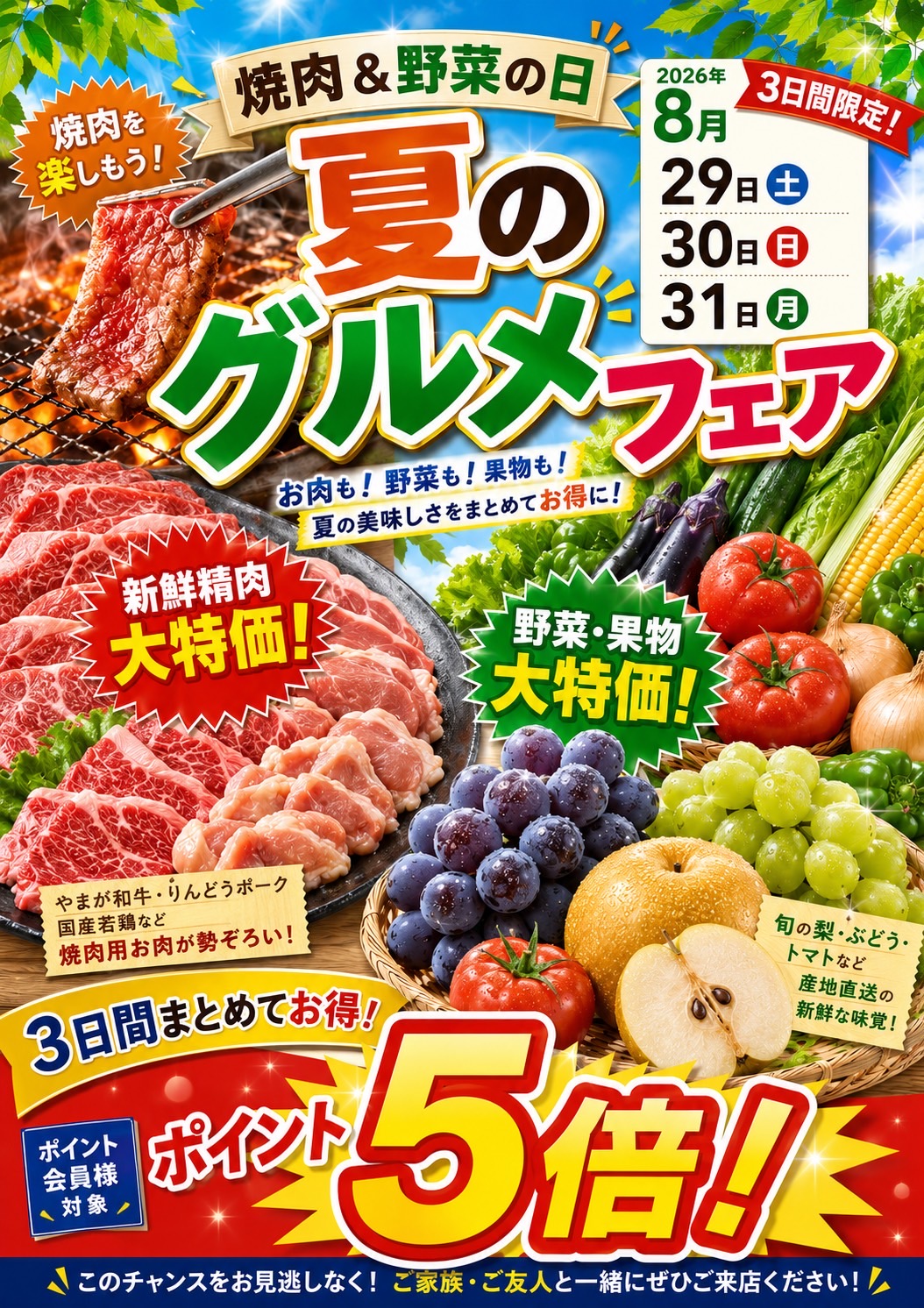 【8/29～8/31】夏のグルメフェアを開催します！